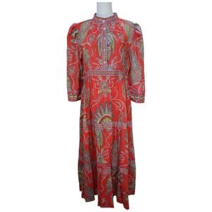 Gretchen Scott The Damsel Plume Midi Dress In Coral Size L